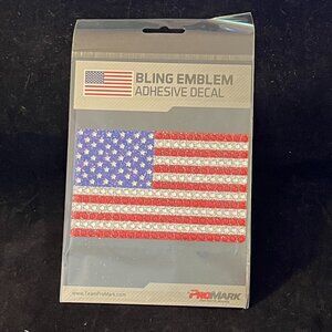 ProMark American Flag Bling Emblem Adhesive Decal 4.75" x 3" NEW